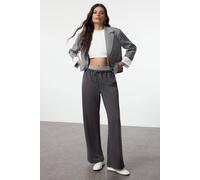 WOVCOR Women's Drawstring Wide Leg Relaxed Knit Joggers in Dark Grey | Size: Large WOVCOR Dark Grey L