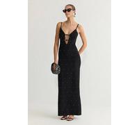 WOVCOR Women's Embellished Cut Out Strappy Maxi Evening Dress in Black | Size: 10 WOVCOR Black 10
