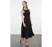 WOVCOR Women's Embellished Neck Sleeveless Midi Skater Dress in Black | Size: 14 WOVCOR Black 14