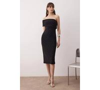 WOVCOR Women's Embellished Off-Shoulder Knit Midi Dress in Black | Size: 12 WOVCOR Black 12