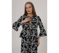 WOVCOR Women's Embroidered Tie Front Cotton Woven Blouse with Flared Sleeves | Size: 10 WOVCOR Multicolor 10