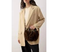 Wovcor Women's Faux Fur Gathered Shoulder Bag With Braided Handle In Brown Brown