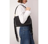 Wovcor Women's Faux Suede Fringe Side Shoulder Bag With Top Handle In Black Black