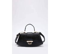 Wovcor Women's Faux Suede Panel Mini Grab Bag With Push Lock Closure In Black Black