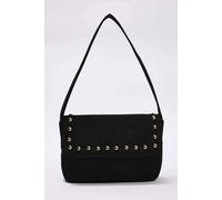 Wovcor Women's Faux Suede Studded Flap Shoulder Bag In Black Black