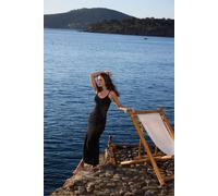WOVCOR Women's Fisherman Neck Sleeveless Bodycon Maxi Beach Dress in Black | Size: Medium WOVCOR Black M