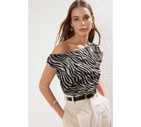 WOVCOR Women's Fitted Asymmetric Neck Sleeveless Stretch Knit Blouse | Size: Medium WOVCOR Multicolor M
