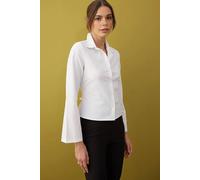 WOVCOR Women's Fitted Button-Through Shirt with Corset Waist Detail in White | Size: 12 WOVCOR White 12
