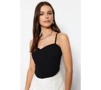WOVCOR Women's Fitted Crop Adjustable Strap Sweetheart Neck Bustier in Black | Size: XS WOVCOR Black XS