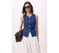 WOVCOR Women's Fitted Denim Vest with Button Detail Sleeveless Design in Blue | Size: Small WOVCOR Blue S