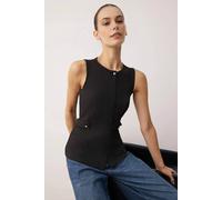 WOVCOR Women's Fitted Knit Vest with Pocket & Pearl Hardware Detail in Black | Size: 6 WOVCOR Black 6