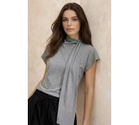 WOVCOR Women's Fitted Wrap Neck Moon Sleeve Knitted Blouse in Grey | Size: Medium WOVCOR Grey M