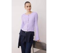 WOVCOR Women's Flared Sleeve Ribbed Knit Button Through Cardigan in Lilac | Size: S/M WOVCOR Lilac S/M