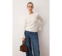 WOVCOR Women's Flared Sleeve Textured Knit Jumper in Ecru | Size: Small WOVCOR Ecru S