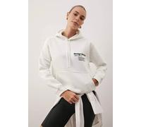 WOVCOR Women's Fleece Lined Hooded Knit Sweatshirt with Print Detail in White | Size: Medium WOVCOR White M