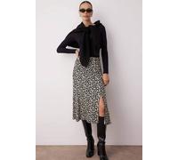 WOVCOR Women's Floral Print Midi Skirt with Side Slit in Black | Size: 10 WOVCOR Black 10