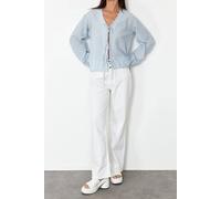 WOVCOR Women's Front Tie Detailed Woven Shirt in Light Blue | Size: Small WOVCOR Light Blue S