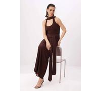 WOVCOR Women's Fular Neck Tie Detail Maxi Dress in Brown | Size: 10 WOVCOR Brown 10