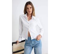 WOVCOR Women's Gold Button Detail Fitted Long Sleeve Shirt in White | Size: 14 WOVCOR White 14