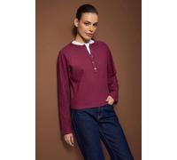 WOVCOR Women's Half Placket Thick Knit Blouse with Button Detail in Burgundy | Size: Small WOVCOR Burgundy S