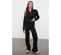 WOVCOR Women's Half Zip Knit Top & Pants Two Piece Set in Black | Size: Small WOVCOR Black S