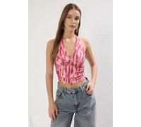 WOVCOR Women's Halter Neck Ruched Side Crop Top | Size: XS WOVCOR Multicolor XS