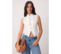 WOVCOR Women's High Neck Sleeveless Guipure Lace Blouse with Brit Detail in White | Size: 6 WOVCOR White 6
