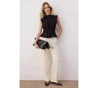 WOVCOR Women's High Neck Structured Peplum Blouse in Black | Size: 4 WOVCOR Black 4