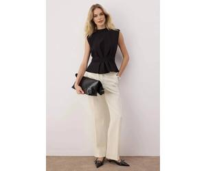 WOVCOR Women's High Neck Structured Peplum Blouse in Black | Size: 6 WOVCOR Black 6