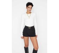WOVCOR Women's High Rise Tailored Mini Shorts with Belt Detail in Black | Size: 4 WOVCOR Black 4