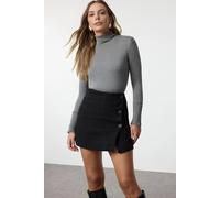 WOVCOR Women's High Waist Argyle Mini Skirt with Double-Breasted Button Detail in Black | Size: 10 WOVCOR Black 10