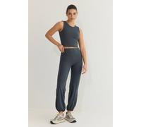 WOVCOR Women's High Waist Balloon Cuff Brushed Knit Sports Joggers in Dark Grey | Size: Large WOVCOR Dark Grey L