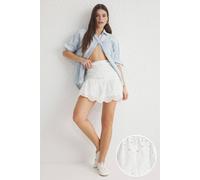 WOVCOR Women's High Waist Broderie Anglaise Mini Skort in White | Size: 4 WOVCOR White 4