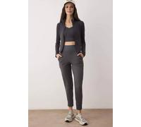 WOVCOR Women's High Waist Brushed Knit Tapered Cuffed Sports Joggers in Dark Grey | Size: Medium WOVCOR Dark Grey M