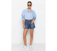 WOVCOR Women's High Waist Denim Tailored Short in Dark Blue | Size: 8 WOVCOR Dark Blue 8