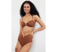 WOVCOR Women's High Waist Hardware Detail Shaping Bikini Bottom with Front Accent in Brown | Size: 8 WOVCOR Brown 8