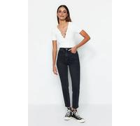 WOVCOR Women's High Waist Slim Mom Jeans in Black | Size: 6 WOVCOR Black 6