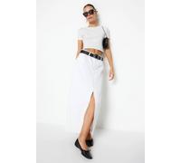 WOVCOR Women's High Waist Split Front Maxi Denim Skirt in White | Size: 8 WOVCOR White 8