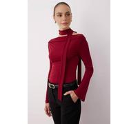 WOVCOR Women's Knit Blouse With Shawl Detail in Burgundy | Size: Small WOVCOR Burgundy S