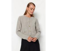WOVCOR Women's Knit Cardigan With Pocket Detail in Grey | Size: Medium WOVCOR Grey M