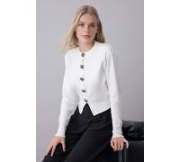 WOVCOR Women's Knit Cardigan With Rose Button Detail in White | Size: Small WOVCOR White S