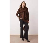 WOVCOR Women's Knit Shawl Collar Detail Relaxed Fit Sweater in Brown | Size: Medium WOVCOR Brown M