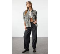 WOVCOR Women's Leopard Print Denim Trucker Jacket | Size: 6 WOVCOR Multicolor 6