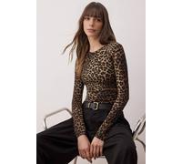 WOVCOR Women's Leopard Print Stretch Knit Bodysuit | Size: Large WOVCOR Multicolor L