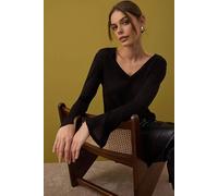 WOVCOR Women's Lightweight V-Neck Fine Knit Jumper in Black | Size: Medium WOVCOR Black M