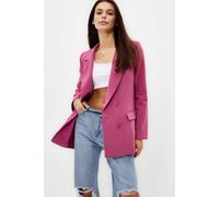WOVCOR Women's Lined Woven Blazer Jacket with Button Detail in Pink | Size: 14 WOVCOR Pink 14