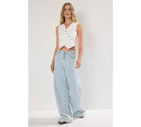 WOVCOR Women's Linen Look Double Breasted Cropped Tailored Waistcoat in White | Size: 6 WOVCOR White 6