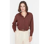 WOVCOR Women's Loose Fit Cotton Woven Shirt in Brown | Size: 8 WOVCOR Brown 8