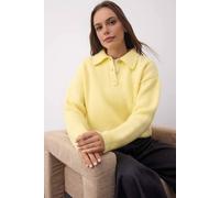 WOVCOR Women's Loose Fit Special Yarn Knit Sweater with Button Collar in Yellow | Size: Medium WOVCOR Yellow M