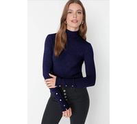 WOVCOR Women's Mercerized Look Basic Knit Sweater in Navy | Size: Large WOVCOR Navy L